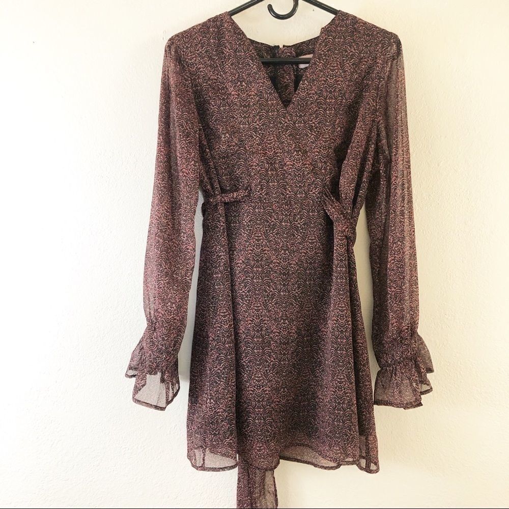 Nicole Richie Floral Mesh sleeves ruffle end SX